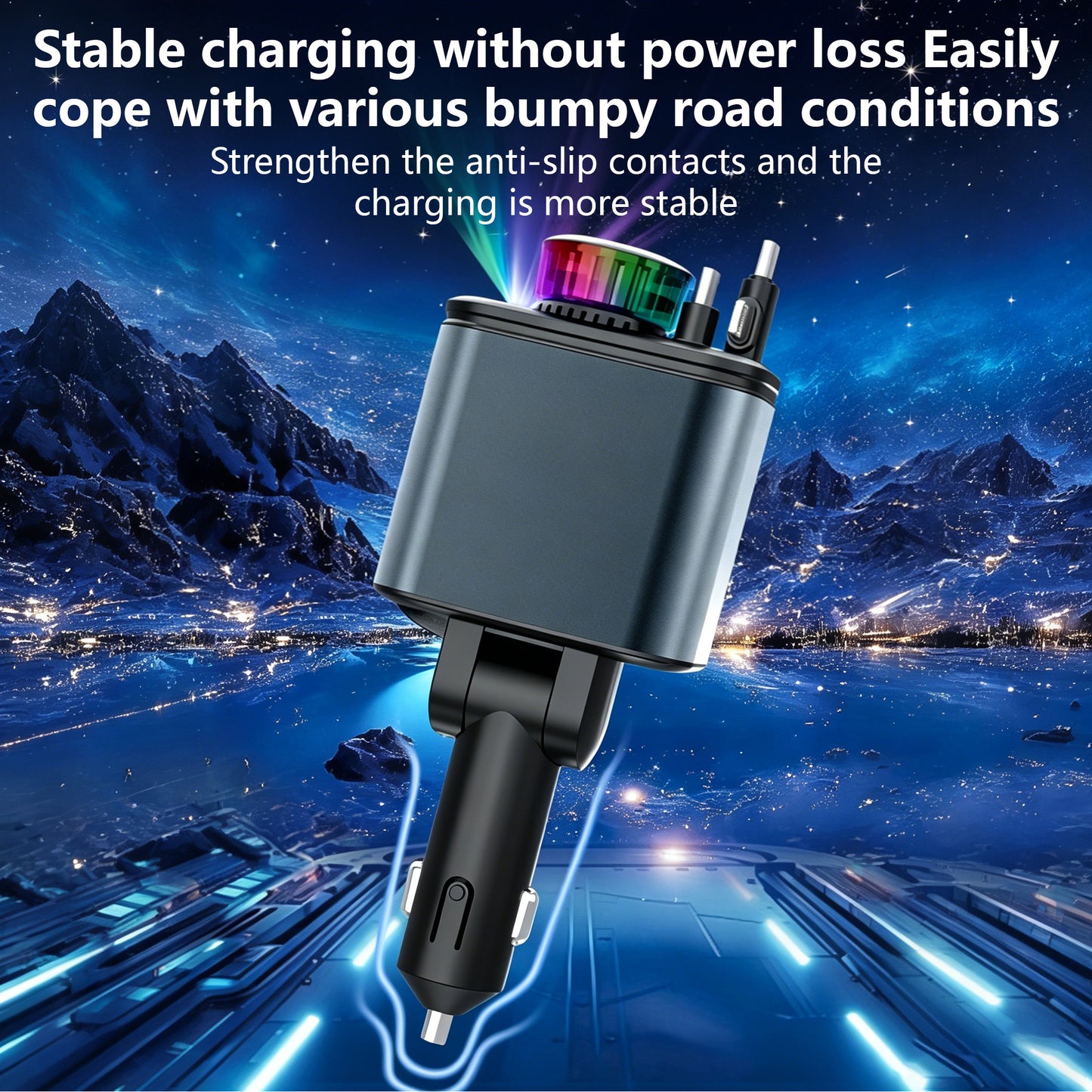 Retractable Car Charger USB C Fast Charging 120W Aromatherapy Starlight