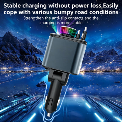 Retractable Car Charger USB C Fast Charging 120W Aromatherapy Starlight