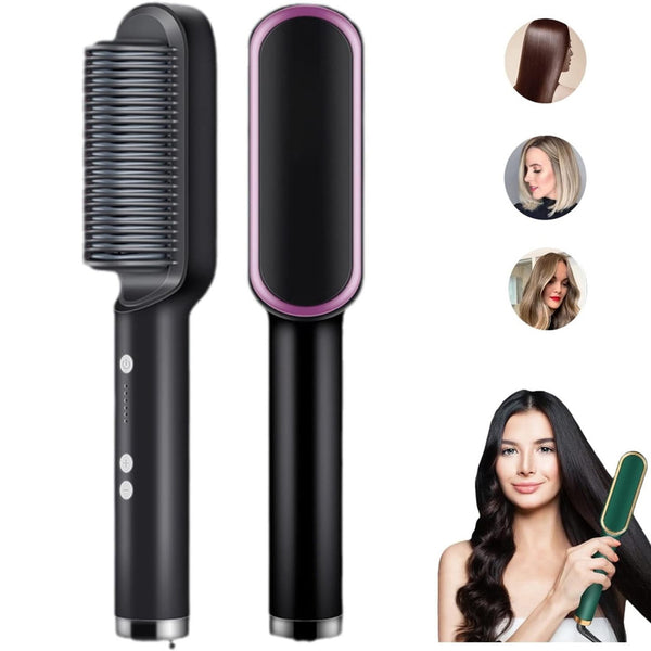 2 In 1 Hair Straightener Brush And Curler 5 Temp Settings