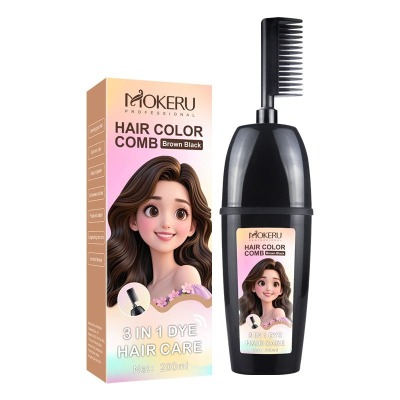 3-In-1 Herbal Hair Coloring Comb | Easy Hair Coloring At Home With Built-In Brush | No Mix, Ammonia-Free
