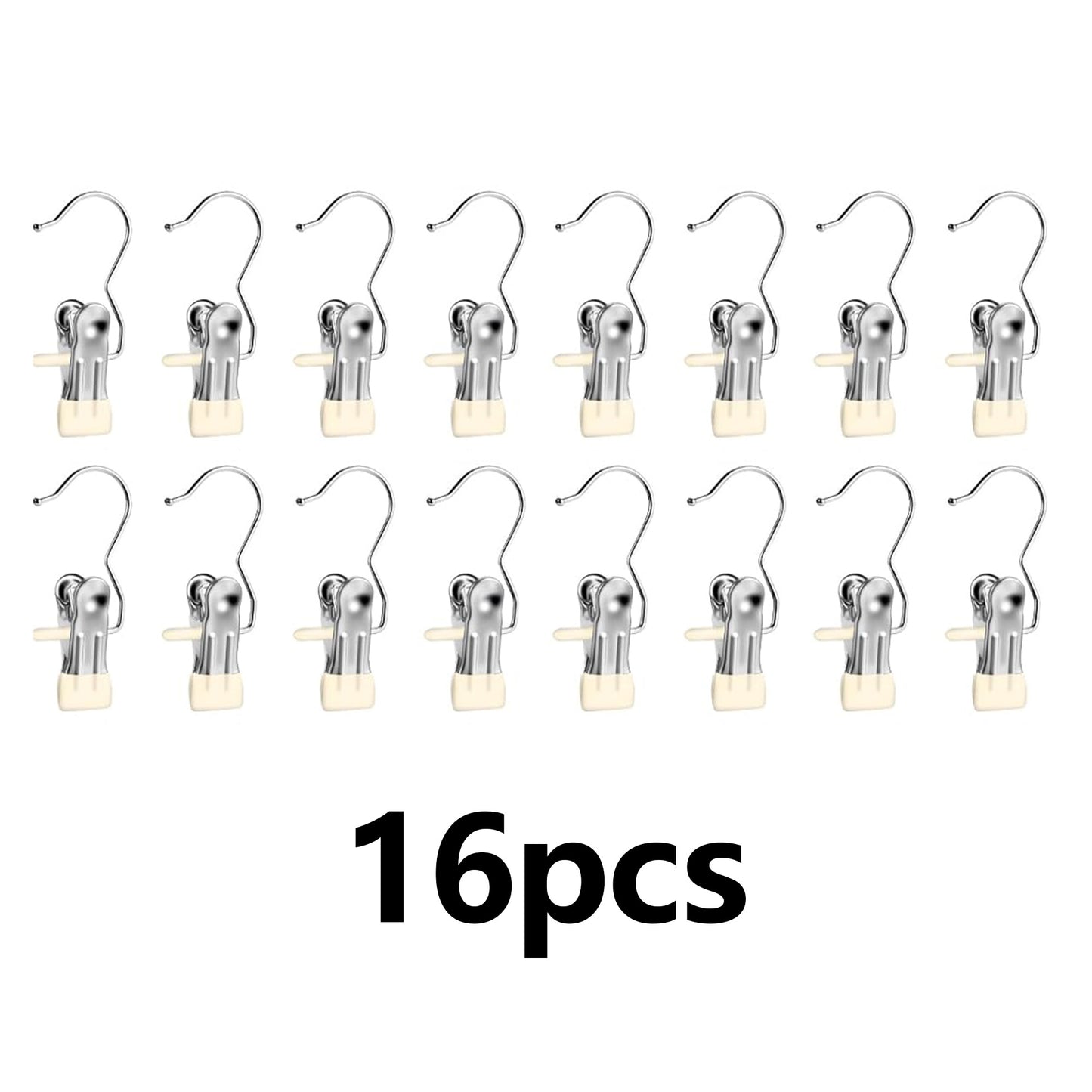 16PCS Anti-Rust Stainless Steel Non-Slip Metal Clothespins
