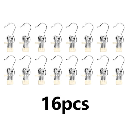 16PCS Anti-Rust Stainless Steel Non-Slip Metal Clothespins
