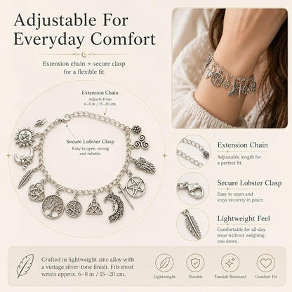 2-in-1 Vintage Witchy Charm Bracelet & Anklet for Women