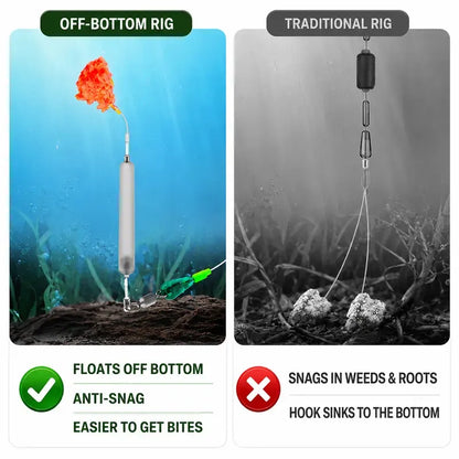 5Pcs Pre-Tied Off Bottom Fishing Rig Anti‑snag Floating Hook Leaders, Suspension Fishing Hair Rigs Hooks