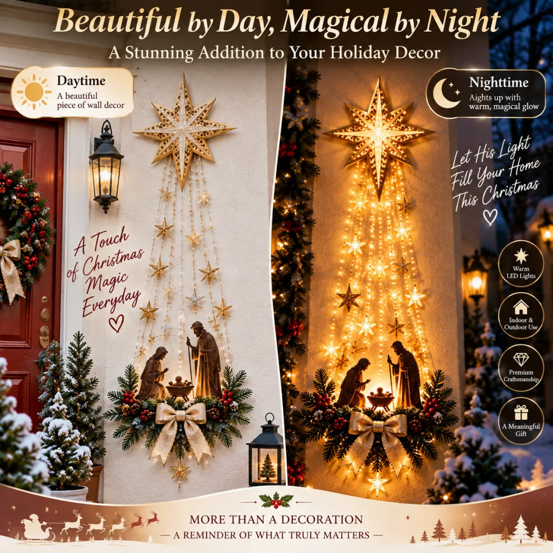 ✨✝️ Bethlehem Star of Faith – Lighted Nativity Wall Decor