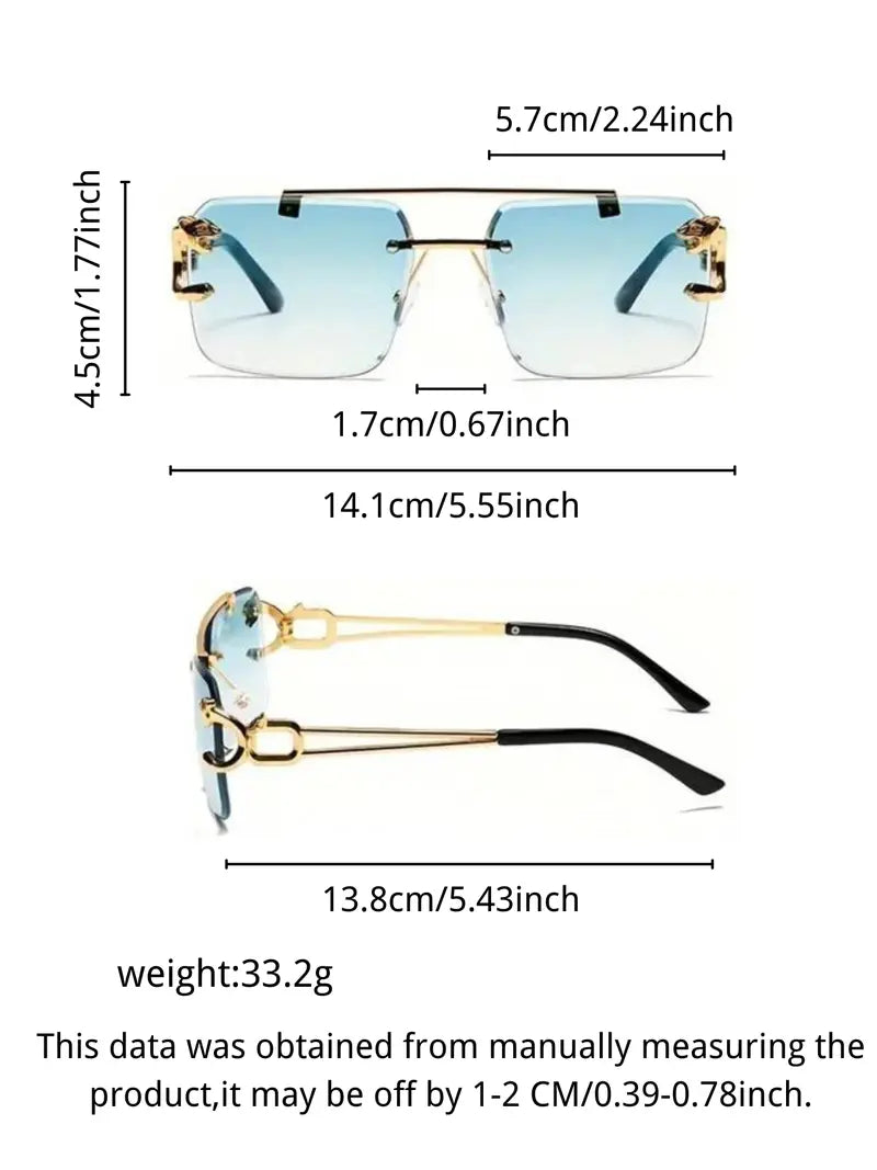 Men's 6-Pair Metal Rimless Sleek Rectangular Trendy Sunglasses