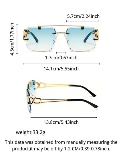 Men's 6-Pair Metal Rimless Sleek Rectangular Trendy Sunglasses