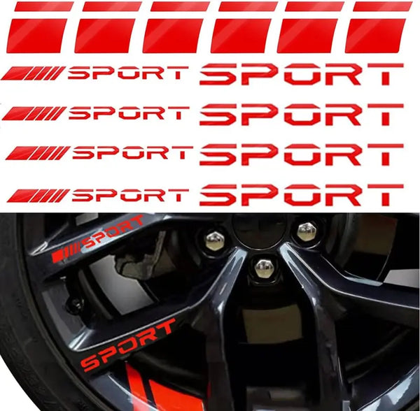 14pcs Car Decal Stickers,Wheel Rim Decal Sticker,Sport Logo Reflective Stickers
