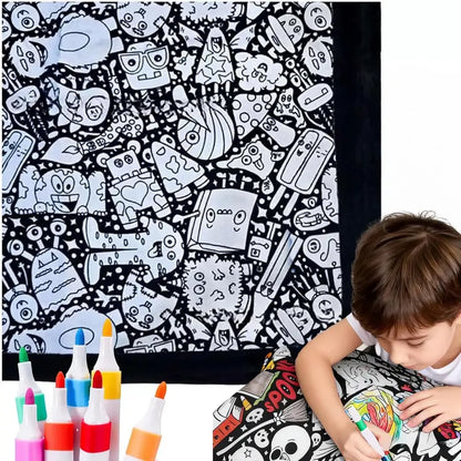 DIY Coloring Blanket with 24 Color Markers, Color Your Own Blankets