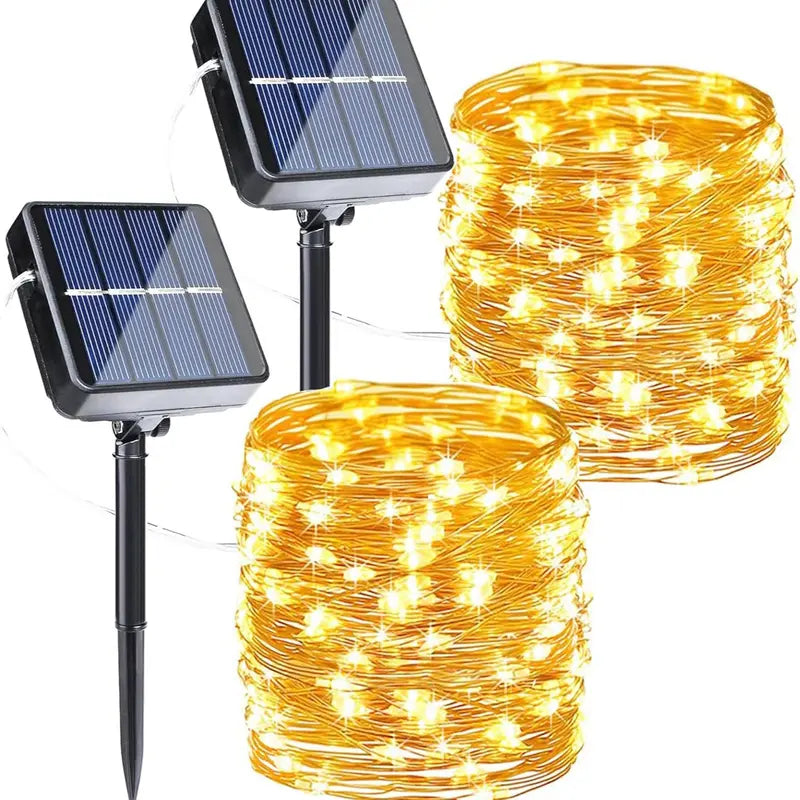 2-Pack Solar Outdoor String Lights, 80FT 200 LED Waterproof 8 Modes