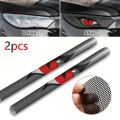2-Pack Car Headlight Grid Eye Stickers, Durable Headlight and Taillight Decals