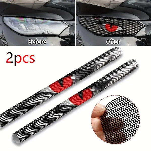 2-Pack Car Headlight Grid Eye Stickers, Durable Headlight and Taillight Decals