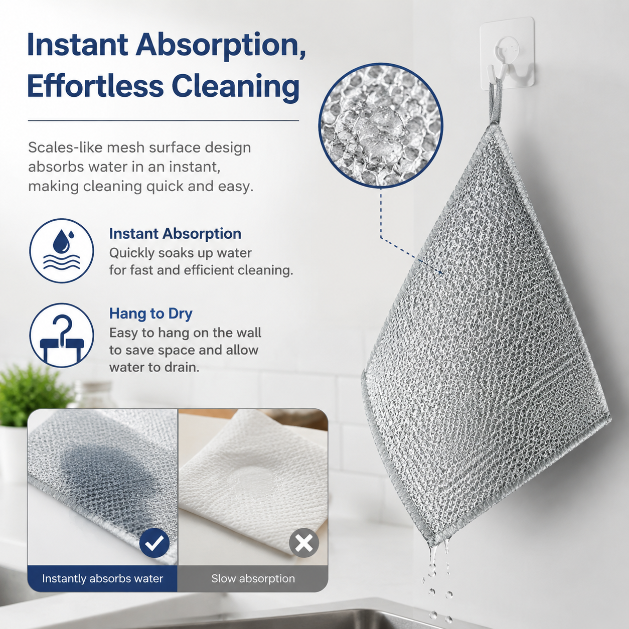 10Pcs Multipurpose Wire Dish Rags, Premium Scrubbing Non-Scratch Wire Dishcloths for Dishes