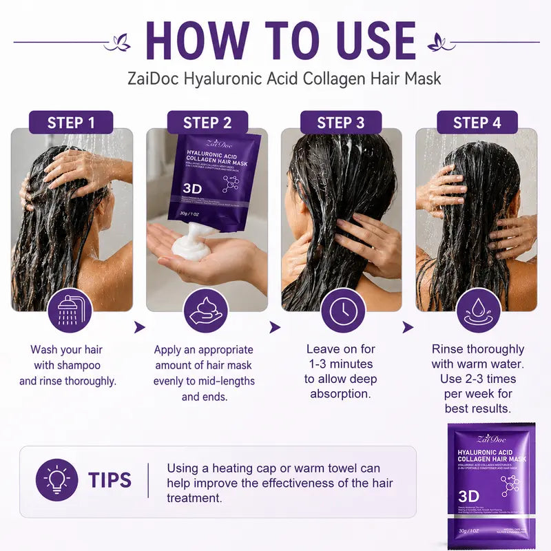 3D Collagen Hair Mask 30g — Deeply Repairs Hair Strands