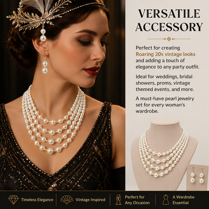 Elegant Pearl Jewelry Bead Cluster Collar Bib Choker Necklace and Earrings Set