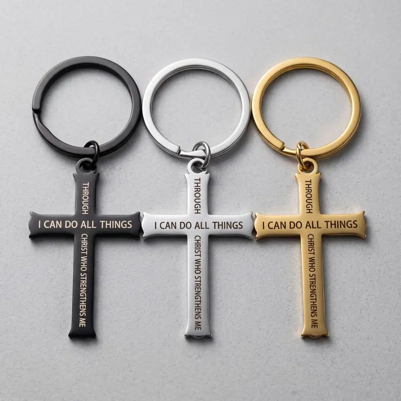 I Can Do All Things Cross Keychain - Christian Faith Gift