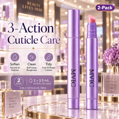 2PCS 3-in-1 Nail Care Pen, Cuticle Oil Cuticle Pusher Nail Oil Pen
