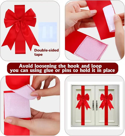 6Pcs Christmas Cabinet Ribbons Bows for Kitchen Large Christmas Door Ribbon Cabinet Bows Locker