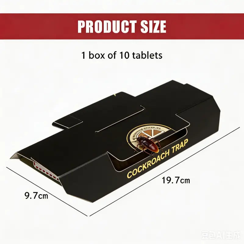 10 Pcs Cockroach Traps Indoors - Sticky Roach Traps & Killer, Family & Pet Safe Roach Motel Traps