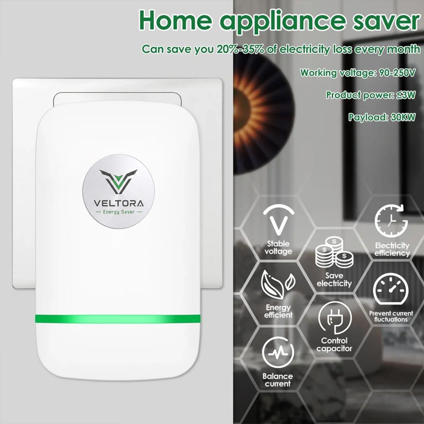 2026 Updated Power Saver 90-250V 30KW Electricity Saving Box Household Energy Saver US Plug