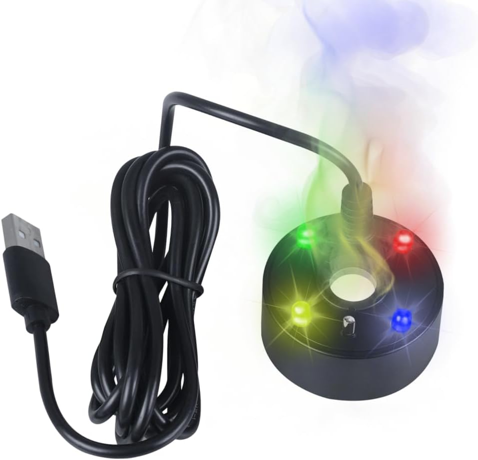 DC 5V Water Fountain Pond Fog Machine LED Color Change Fogger for Halloween Garden Rockery Yard Outdoor