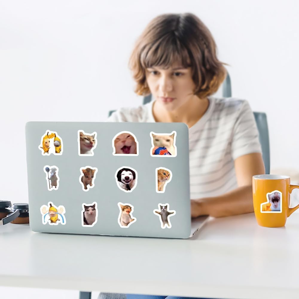 1000PCS Cat Meme Sticker Roll Waterproof | Cute Cat Meme Vinyl Decals