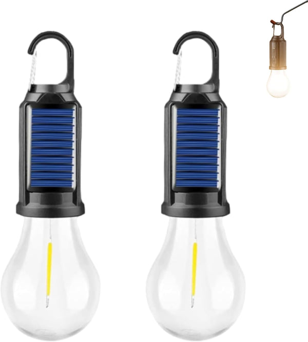 2PC Solar LED Camping Lantern with Hook– Hanging Tent Light, Waterproof, Adjustable Hanging & Clip, Rechargeable