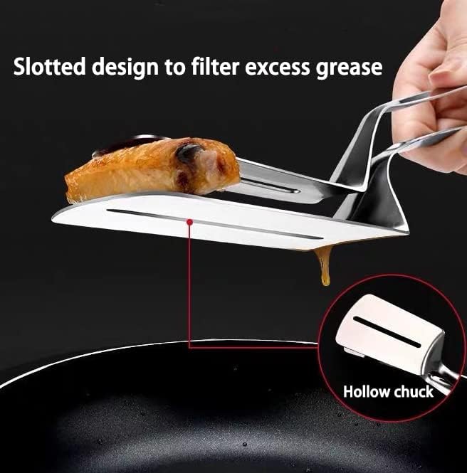 2pcs Anti-Scald Extended Handle Spatula Tongs Multifunctional Stainless Steel