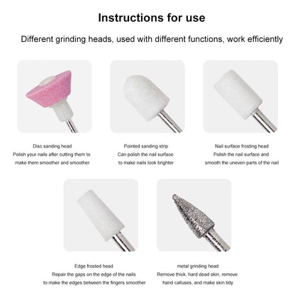 Professional Pen Shape Nail Drill Art File Electric Manicure Set with 5 Bits