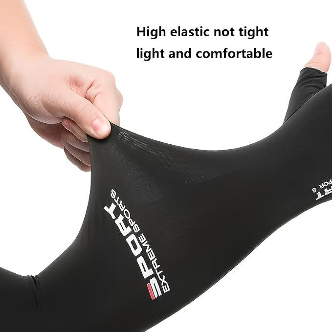 1 Pair Nylon Elastic Ice Silk Body Stockings Sunscreen Anti-UV Arm Sleeve With Finger Covers