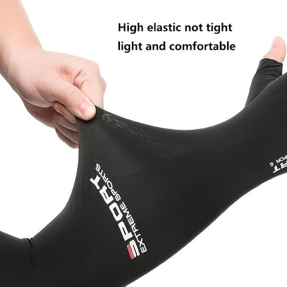 1 Pair Nylon Elastic Ice Silk Body Stockings Sunscreen Anti-UV Arm Sleeve With Finger Covers