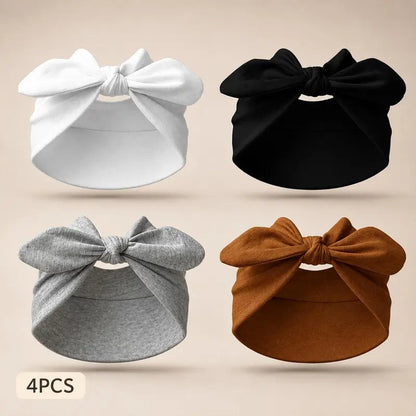 4PCS Women's Bow Embellishment Headbands Soft Non-Slip Elastic