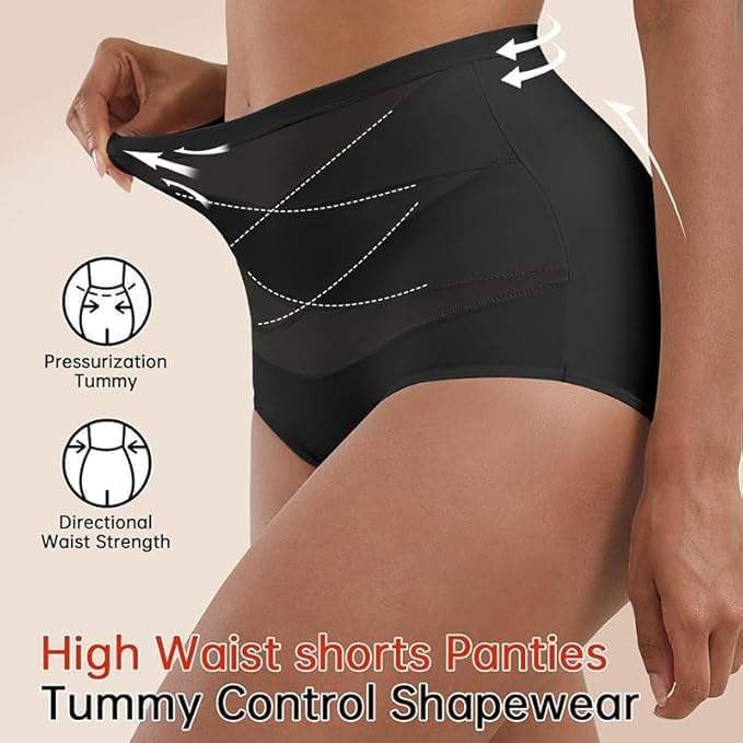3Pcs Women's High-Waisted Tummy Control Shapewear Panties