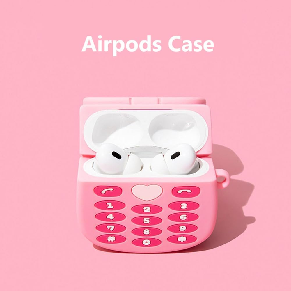 3D Kawaii Soft Silicone Makeup Mirror Puppy Retro Pink Cover For Airpods