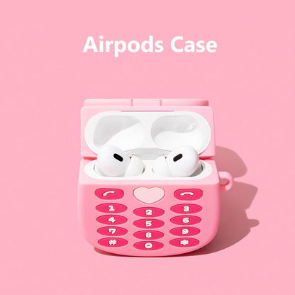 3D Kawaii Soft Silicone Makeup Mirror Puppy Retro Pink Cover For Airpods