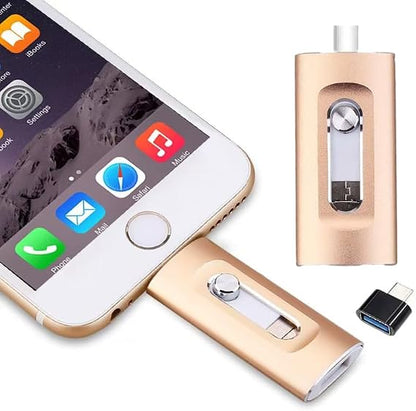 3-in-1 High-Capacity USB Drive with Fingerprint Security – Retractable Lightning & USB-A Memory Stick