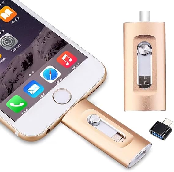 3-in-1 High-Capacity USB Drive with Fingerprint Security – Retractable Lightning & USB-A Memory Stick