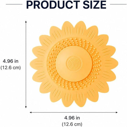 2Pcs Sunflower Silicone Drain Cover Hair Catcher and Odor Stopper
