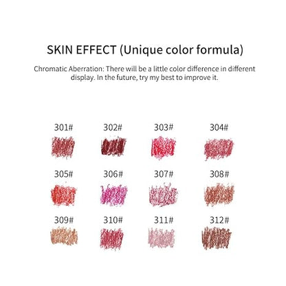 12 Colors Matte Lip Liner Set,Premium Waterproof Smooth Lip Pencils