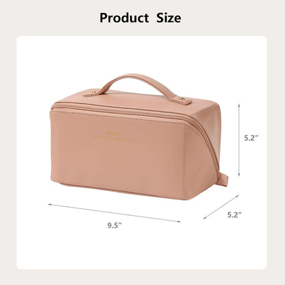 Travel Makeup Bag, Large Capacity Cosmetic Bag for Women, Waterproof PU Leather