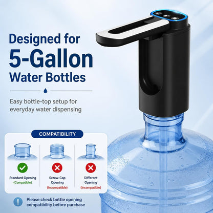 Foldable Spout Rechargeable Water Bottle Pump ,3-Mode Electric Water Dispenser Pump for 5 Gallon Bottles