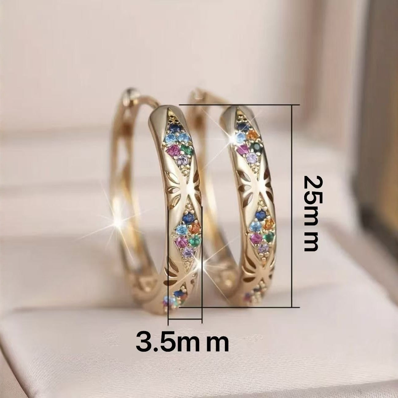 Rainbow Zircon Stone Hoop Earrings  Trendy Statement Ear Cuffs for Daily & Party Jewelry