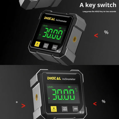 Digital Angle Finder,4 Sided Magnetic Digital Angle Gauge, USB Rechargeable & Large LED Display