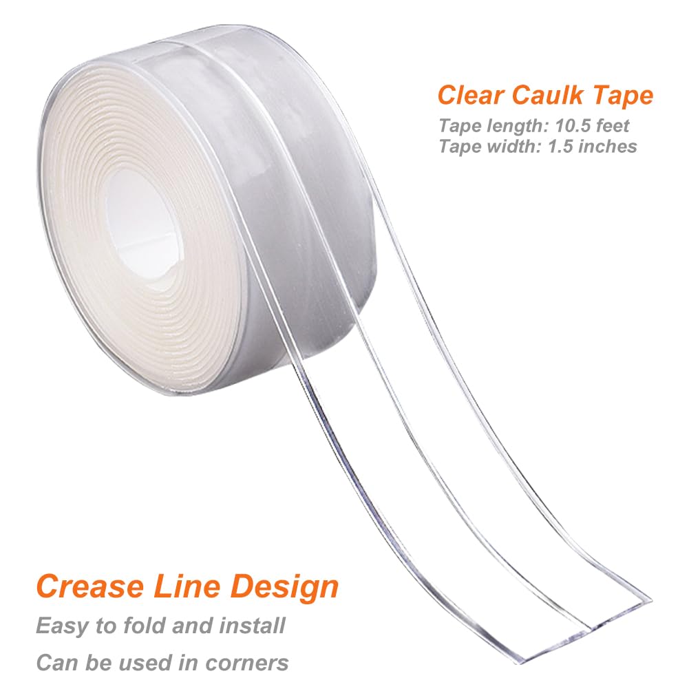 Clear Caulk Tape for Kitchen & Bathroom, Countertop Sink Tub Shower Caulk Strip