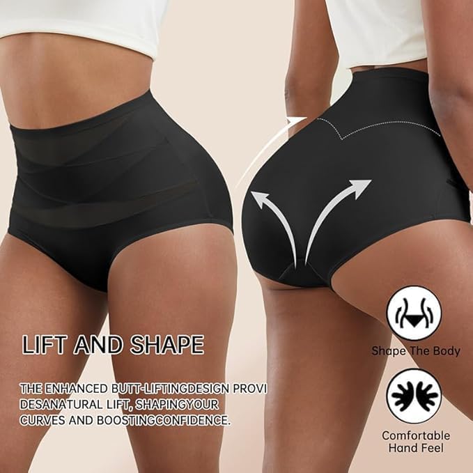 3Pcs Women's High-Waisted Tummy Control Shapewear Panties