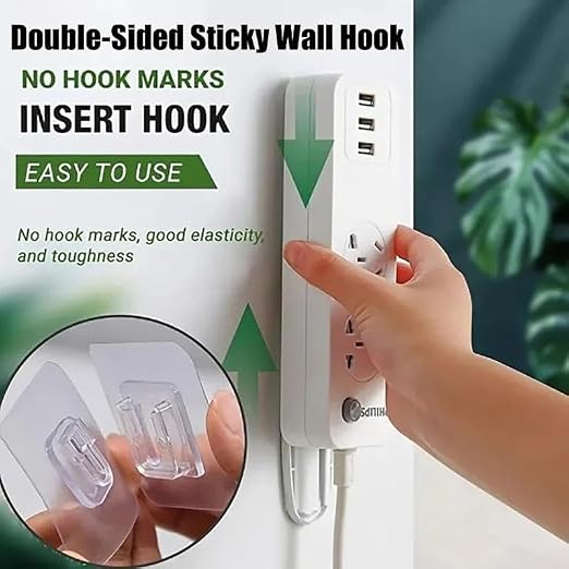 20 Pairs Double Sided Self Adhesive Wall Hooks, Punch Free Transparent Snap Button Set