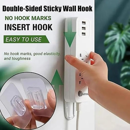 20 Pairs Double Sided Self Adhesive Wall Hooks, Punch Free Transparent Snap Button Set