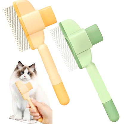 2PCS Flea Comb for Cats Dogs,Stainless Steel Rotate Brush Head Freely