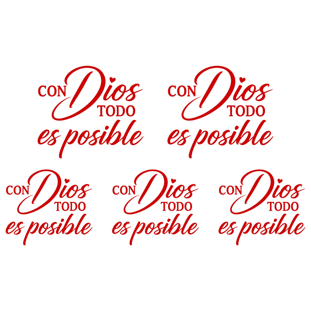 5PCS Con Dios Todo Es Posible Spanish Inspirational Faith Decal Cute Durable Vinyl Sticker