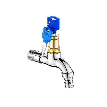 Brass Lockable Water Faucet with Key, 1/2 Inch Outdoor Anti-Theft Tap, Frost & Explosion Proof Heavy Duty Spout